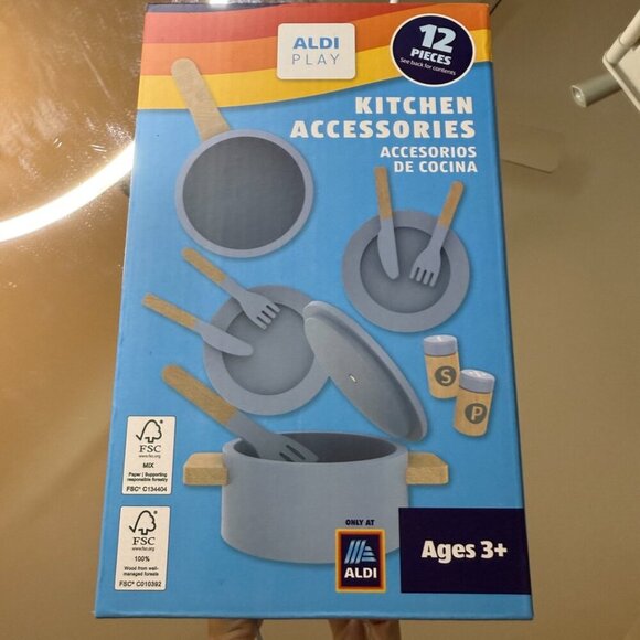 Aldi Play Kitchen Accessories 12 Pieces Blue Crofton Toy Cookware - Picture 1 of 8
